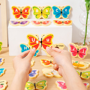 Puzzle Alphabet en bois pour enfants éducation précoce mot papillon <span class=keywords><strong>jeu</strong></span> cognitif amusant pour le développement de l'intelligence jouet - Product Image 2