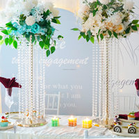 Haute qualité style moderne métal cristal or fleur support grand lustre centres de table pour la décoration de mariage