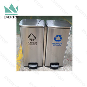 PD-D04B 60L Stainless Steel Pedal Trash <strong>Bin</strong> <strong>Two</strong> <strong>Compartment</strong> Large Recycling Dual Rubbish <strong>Bin</strong> <strong>with</strong> 2 x 30L Foot Pedal Structure - Product Image 5