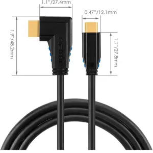 CableCreation 16FT Ângulo Esquerdo tipo c para hdmi 4k otg adaptador divisor para laptop