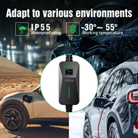 CALION EV-C01A Nuevo Cargador EV Portátil Tipo 1/2 de 32A CA 220-240V con Pantalla LED, IP54 Impermeable, Certificado RFID/APP/ETL/FCC para el Hogar