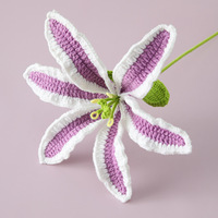 Branches de lys tissées à la main, flocons de neige, fleurs artificielles au crochet, design éternel, forme d'arche, cadeau tricoté