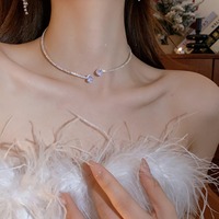 Kalung Kaca Tetesan Air Mewah Trendy Jachon, Liontin Fashion, Kalung Choker Rantai, Perhiasan Halus untuk Wanita