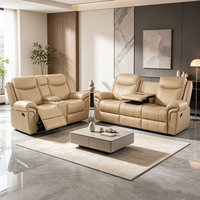 Ensemble de fauteuils inclinables manuels modernes et innovants Frank à 3 places avec console porte-gobelets pour home cinéma