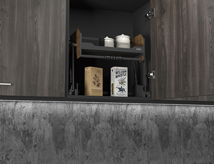 Premium Steel Hydraulic Elevator Lift System Single Pull Out <b>For</b> Kitchen <b>Wall</b> Cabinet Hanging <b>Storage</b> Pull Down Kit Shelf <b>Basket</b> - Product Image 2