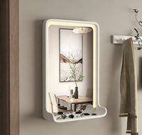 Miroir d'habillage intelligent en bois massif vintage miroir de toilette mural miroir de salle de bain miroir de maquillage avec lumière LED