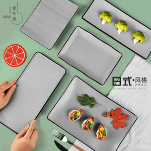 Assiettes rectangulaires en mélamine grises pour restaurant, barbecue, sushis, légumes, fêtes - Product Image 1