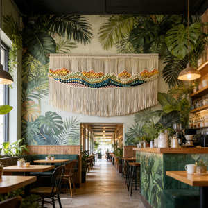Tapisserie murale bohème haut de gamme en laine islandaise teinte à la main avec dégradé, idéale pour l'hôtellerie et les projets culturels - Product Image 4