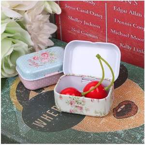 ミニフラワートリンケットジュエリーコインブリキ収納ケース小さな長方形のブリキの箱 - Product Image 6