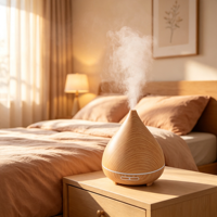 Diffuseur d'huiles essentielles ultrasonique d'intérieur, texture bois, veilleuse LED, humidificateur parfumé pour usage résidentiel
