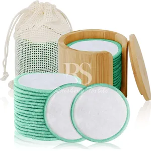 热卖可重复使用竹棉可洗卸妆垫套装环保洁面圆形棉垫