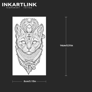 INKARTLINK Adesivi per Tatuaggi Gatto Egizio Bastet Dea Occhio di Horus Ankh Scarabeo Mitologico Erboristico 15 Giorni Body Art Forniture all'Ingrosso - Product Image 4