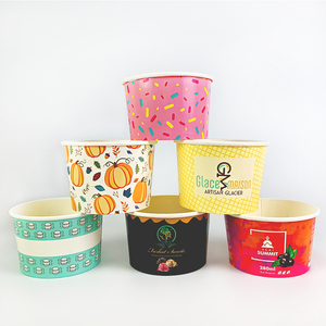 Bicchieri da Asporto Personalizzati 250ml 300ml 2.5 3.5 14 24 oz 16 <span class=keywords><strong>Oz.</strong></span> Bicchieri di Carta Kraft Usa e Getta per Gelato e Prodotti Lattiero-Caseari da 21oz e 32oz - Product Image 1