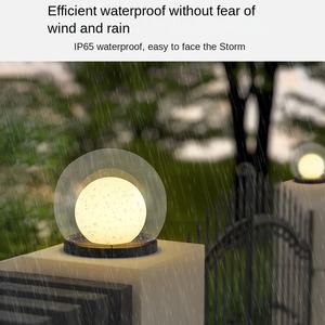 Lumières solaires extérieures de boule de lune de jardin rechargeables en verre imperméable IP65 LED lumières de pelouse colonnes décoratives de paysage - Product Image 3