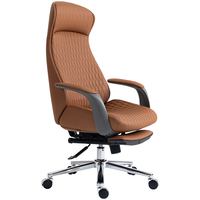 Chaise de bureau de direction ergonomique en cuir véritable, appui-tête réglable, moderne, pivotante, dossier haut, confortable, pour le bureau à domicile