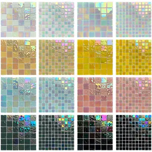 Wholesale Price Outdoor Aqua Green White Blue Iridescent Crystal Glass Swimming Pool Mosaic Tile