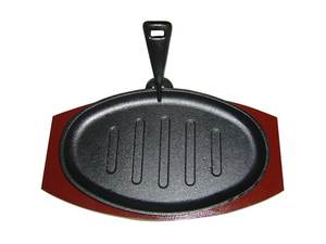 طبق ستيك الحديد الزهر فاهيتا مقلاة صفيحة ساخنة مع قاعدة خشبية - Product Image 4