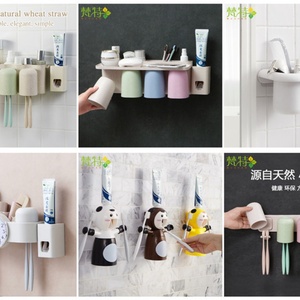 Wholesale Wall Mounted Toothbrush Holder with <b>Toothpaste</b> <b>Dispenser</b> Dustproof Toiletry Set - Product Image 6