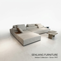 Sofa Pulau Modular Minimalis Italia dengan Tempat Duduk Dua Sisi, Sofa Ruang Tamu Berlapis Kain, Ukuran Kustom