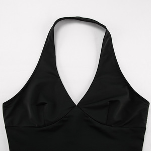 Robe noire vintage style Hepburn en nylon, coupe épaules dénudées, <span class=keywords><strong>sexy</strong></span>, cintrée à la taille, col en V, mini, silhouette trapèze pour <span class=keywords><strong>femme</strong></span> - Product Image 6