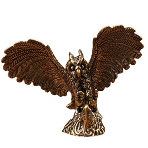 Figura de Búho de Latón Antiguo de 6.6cm X 5.2cm, Decoración de Escritorio, Decoración para el Hogar y la Oficina, Estilo Tradicional - Product Image 5