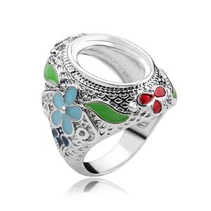 Gioielli di moda placcati platino con Base ad anello in ottone all'ingrosso di diverse dimensioni per la scelta per donna 12x16mm 1604205 - Product Image 3