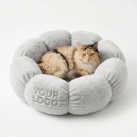 Lit pour animaux de compagnie en peluche douce, rond, fleur, lit pour chat mignon, matelas pour animaux de compagnie, nid de sommeil pour chiot, grotte