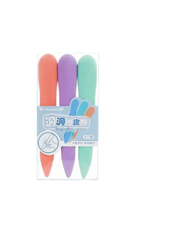 Pen-Shaped Grip Hole Pencil Eraser Erase The Clean Eraser