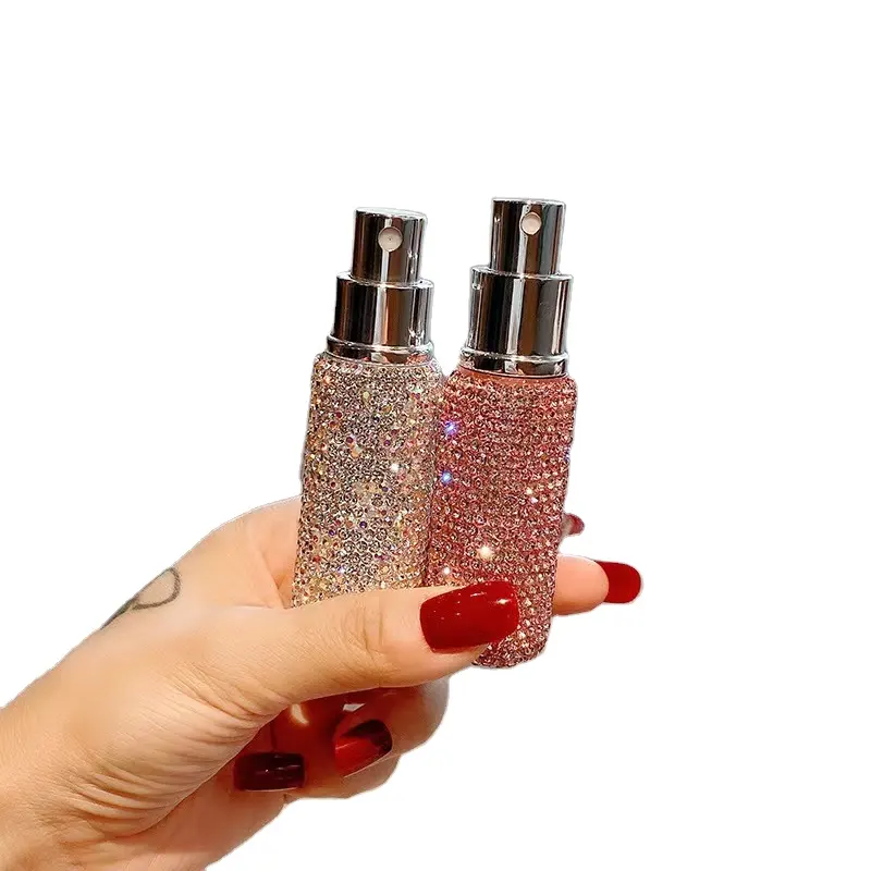 Tanah Liat Kosong dengan Mewah Berkilau Berlian Imitasi 5Ml 10Ml Aluminium Parfum Atomizer Mini Refill Parfum Bling Botol Parfum