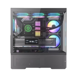 Boîtier d'ordinateur ATX Mid-Tower Gaming en verre trempé double TG avec fenêtre latérale et option Type-C, design aquarium - Product Image 3