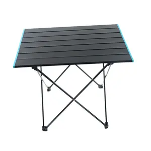 Portable Camping Side Tables with Aluminum Table Top: Hard-Topped Folding Table in a Bag for Picnic, Camp, Beach, Boat