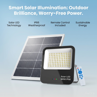 Projecteur solaire en aluminium moulé sous pression IP66 300W, lampe de sécurité extérieure ultra-mince avec panneau MONO de type N