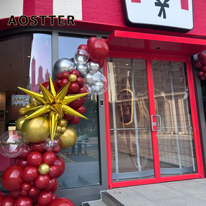 Porte à battant en aluminium AOSTTER avec cadre rouge vibrant, vitrage transparent et poignée poussoir-tiroir pour devanture de magasin de détail - Product Image 1