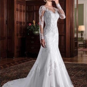 Mermaid Wedding Dress With <b>Lace</b> Backless Sweetheart Neckline Pure <b>White</b> Train Polyester Fabric - Product Image 1