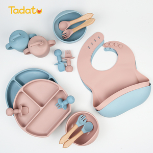 Plato de succión de silicona para niños, juego de vajilla de alimentación para recién nacidos con tazón, regalo para bebé - Product Image 2