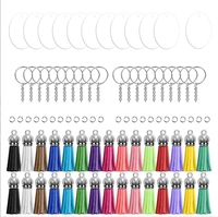 120-teiliges Schlüsselanhänger-Set aus Legierung: Rohlinge mit Kreismuster, Quasten, Schlüsselringe, Biegeringe für DIY-Vinyl-Bastelarbeiten