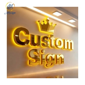 Enseigne en lettres en acier inoxydable plaqué <span class=keywords><strong>or</strong></span> 3D é<span class=keywords><strong>l</strong></span>égante avec logo personnalisé, enseigne rétroéclairée en métal pour la décoration murale intérieure - Product Image 2