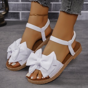 Sandalias planas vienen en muchos colores, novedad de verano 2025, sandalias de una línea con lazos, prendas de vestir de moda, Sandalias planas dulces - Product Image 4