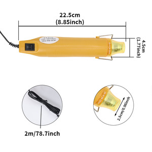 <span class=keywords><strong>Pistola</strong></span> de Aire Caliente Eléctrica Amarilla de 230V, Estándar del Reino Unido, Multifuncional de 300W para Sellado por Contracción Térmica y Repujado Artesanal - Product Image 3