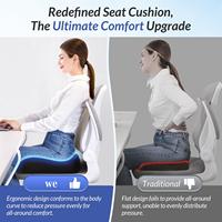 Coussin de siège ergonomique en mousse à mémoire de forme haute densité pour soulager la sciatique, les maux de dos, les hémorroïdes et les douleurs du coccyx, avec base antidérapante pour siège de voiture