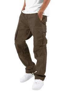 Pantalon cargo pour homme, taille élastique, cordon de serrage, plusieurs poches, coupe décontractée, toile mi-lourde, 8 couleurs disponibles - Product Image 2