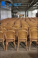 Chaise moderne en PP imitation bois avec assise et dossier en rotin PE, empilable, pour hôtel commercial
