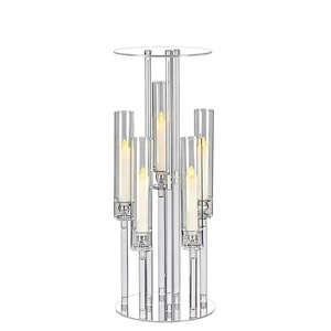 Candelabro in Acrilico Trasparente a 6 Teste con Vassoio Rimovibile per Fiori, Centrotavola per Matrimoni e Decorazioni per Tavoli da Ricevimento - Product Image 5