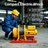 Treuil électrique compact 300 kg 220 V avec câble en acier de 30 m pour levage de bateaux marins