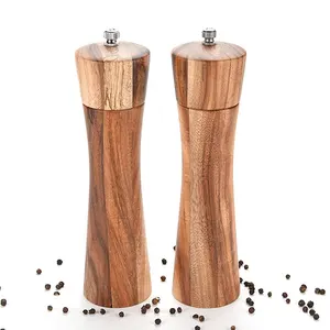 Quà Tặng Sang Trọng Hộp Refillable 8 Inch Và 6 Inch Carbon Thép Rotor Bằng Gỗ Muối Và Hạt Tiêu Mài