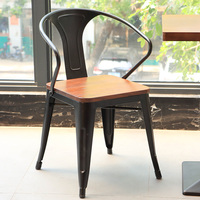 Ensemble de salle à manger classique en métal et bois, 4 chaises, mobilier de restaurant, ensemble de café pour restauration rapide, table et chaises de salle à manger