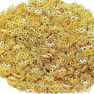 18K Gold Flower Bead Holder Spacer For <b>Bracelet</b> Making Jewelry Findings <b>Metal</b> Electroplated Circular Pattern - Product Image 1