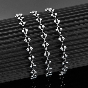 Collier ras du cou vintage en acier inoxydable fait main, étanche, 5 mm, motif floral, double chaîne à perles, apprêts de bijoux romantiques - Product Image 3
