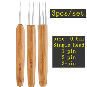 Aiguilles à dreadlocks style 1-3 crochets, aiguilles à <span class=keywords><strong>crochet</strong></span> en bambou naturel, outil de tressage pour cheveux - Product Image 2