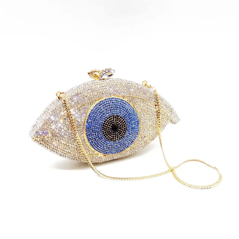 Custom luxury Evil Eyes Design rhinestone diamond ladies clutch bag evening bag